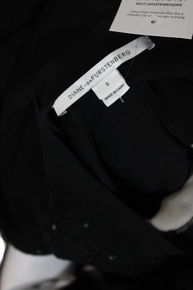Cárdigan suéter negro con botones cuello en V tejido Diane Von Furstenberg para mujer talla S Foto 4 de 4
