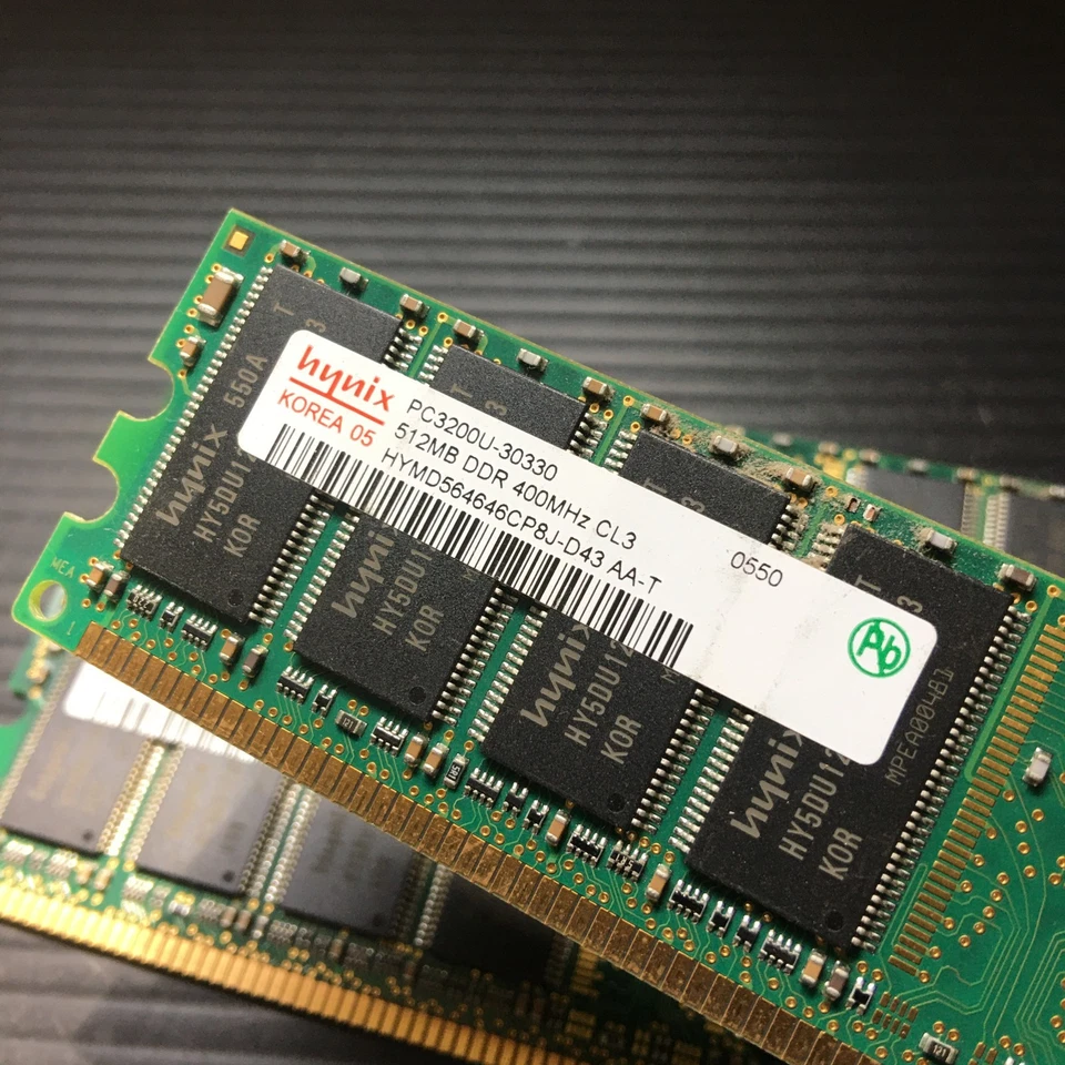 3PCS hynix PC3200U-30330 512MB DDR 400MHz CL3 HYMD564646CP8J-D43 AAT PC Memory - Image 2 of 4
