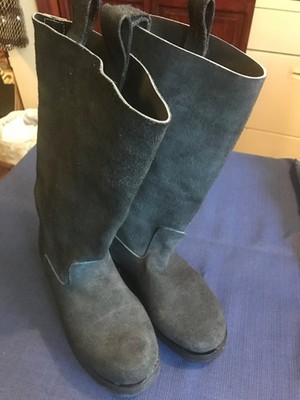 suede jackboots black leather size 9