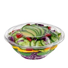 GUSTO 24oz Clear Plastic Salad Bowls 50 Count with Lids Disposable Meal Prep Con