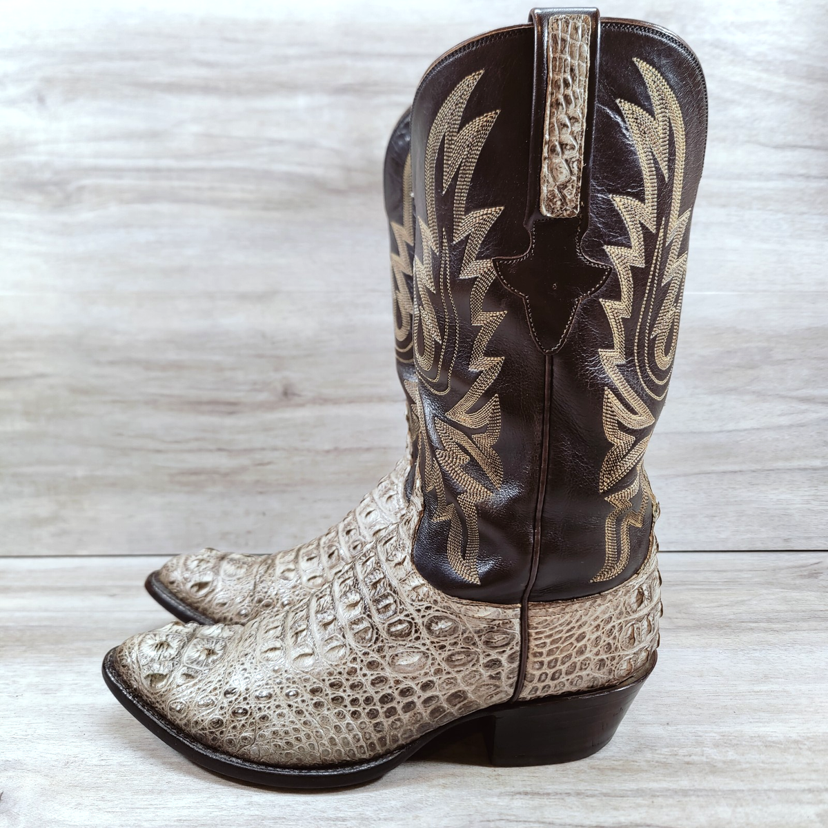 Lucchese Classics G Nile Crocodile Cowboy Boots Men 9.5 EE Gray 