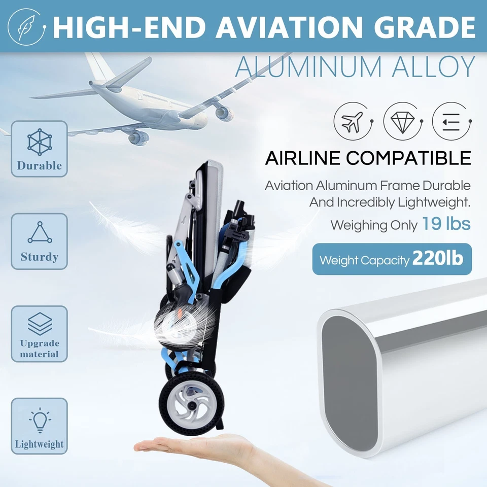 Rollstuhl faltbar ultra leicht 9kg ,Transportrollstuhl mit klappbaren Fußstützen - Bild 2 von 4