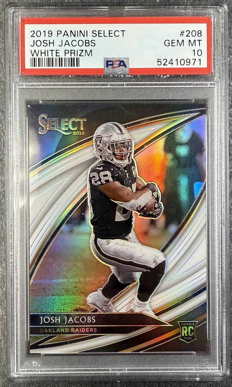 2019 Panini Select Josh Jacobs White Prizm #208 PSA 10 /35