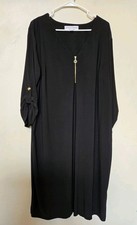 Emma & Michele Womens Plus Size 2x Black Dress Lbd Shift 3/4 Sleeve Knit V Neck