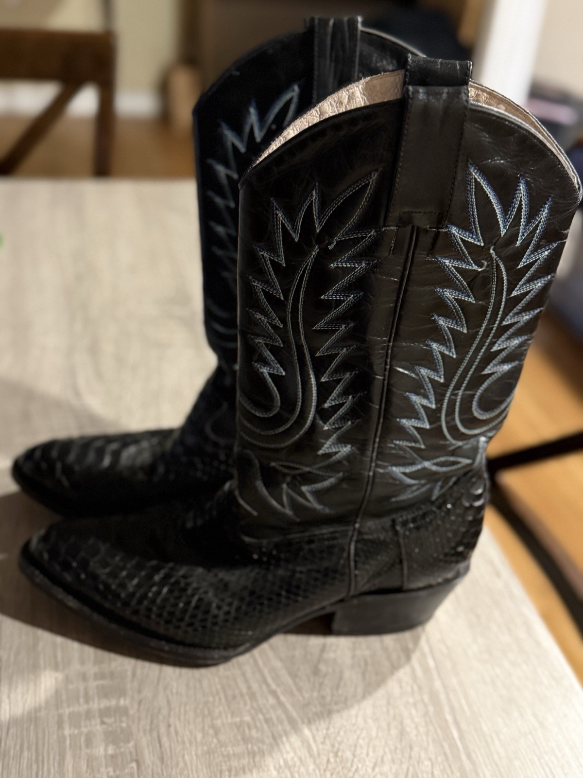 Andre V Leather Python Boots Black Cowboy Boots M… - image 1