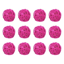 12 Pcs Wicker Rattan Balls 1.6 Inch Rattan Decorative Balls Rose Red