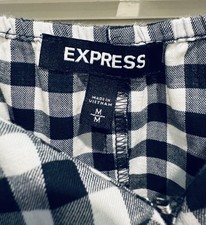 Express Black White Gingham Mini Dress Cotton Size Medium Women EUC