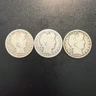 Lot of 3 Silver Barber Half Dollars Years 1906D,1907D and 1915D (#A-9)
