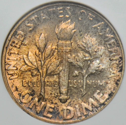 1948 S Roosevelt Silver Dime Vintage Soap Box ANACS MS67 Marbled Toning