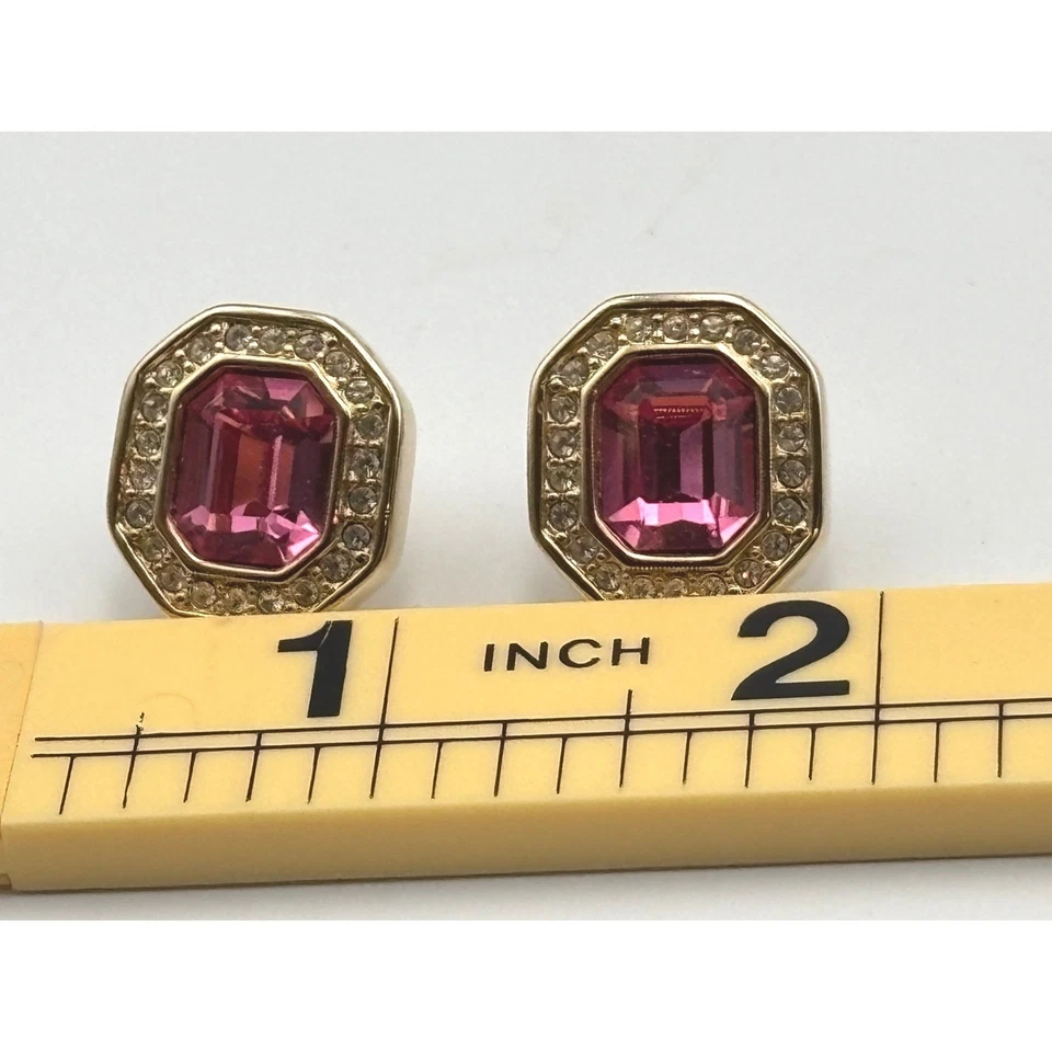 Pendientes Swarovski vintage dorado cristales rosas "SAL" Pendientes de lujo Foto 4 de 4
