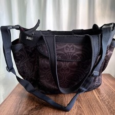 Built Go-Go Diaper Tote Bag Night Damask Black Gray Pink Lining HTF Zip Retired