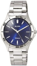 ALBA Watch Sports Waterproof 10 ATM Dome Inorganic Glass AQPK411 Men's Silver