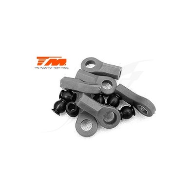 [DE] Team Magic Ball Cups and Steel Ball - Black - 6 pcs - TM115001BK