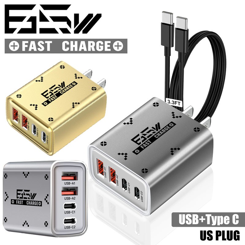 65W Fast Charging 4-Ports USB Wall Charger For Motorola Moto G Stylus/Power/Play