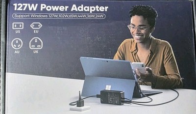 127W Surface Charger for Microsoft Surface Pro Laptop Book Go   Fast Charge
