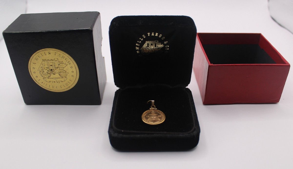 Vintage 14K gold Wells Fargo Coast to Coast Coin Pendant with