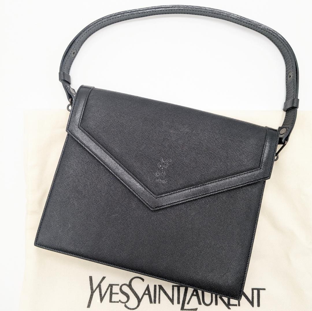 Borsa a mano Yves Saint Laurent tracolla 2WAY pelle saffiano nera autentica