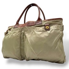 Felisi Tote Bag Casco Nylon Pelle Beige A4 Conservazione Autentica Ottima