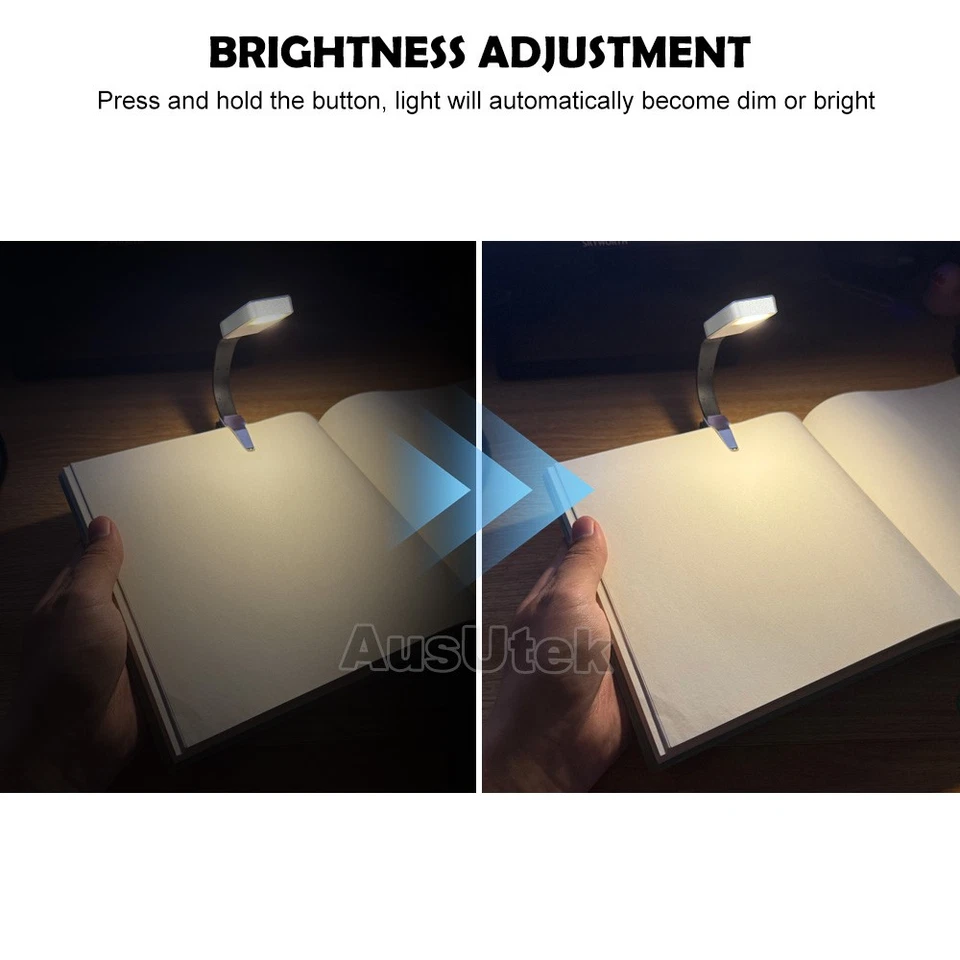 LED Book Reading Book Light Clip on Bed Rechargeable 3-level Brightness Lamp - image 4 of 4