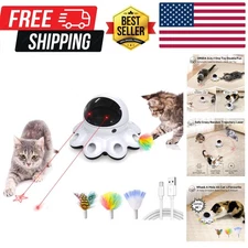 Cat Laser Toy, 2-in-1 Interactive Automatic Motion Activated Moving 8 Holes W...