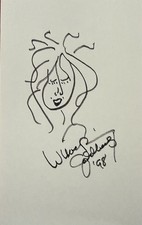 Whoopi Goldberg Signed and Drawn 8&rdquo;x5&rdquo; Sketch With COA