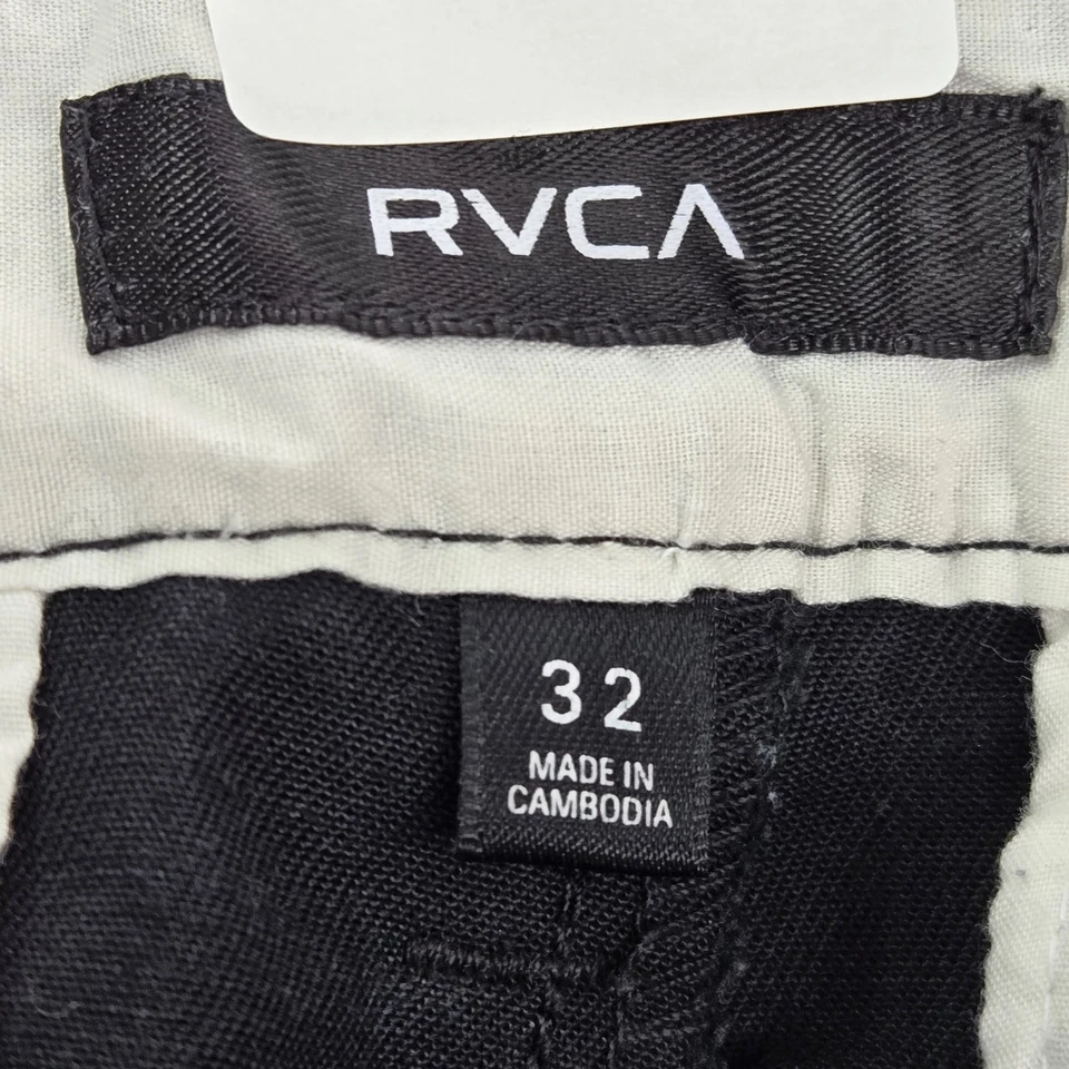 Pantalones Cortos Hombre RVCA 32 Negro Chino Botón 11" Entrepierna Foto 3 de 4
