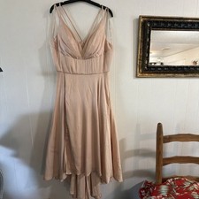 Cinderella Divine Satin Maxi Dress Size 18 Champagne Spaghetti Strap Formal Prom