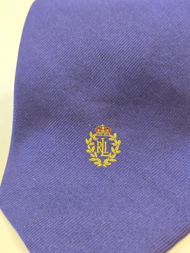 Corbata Lauren Ralph Lauren Para Hombre Talla Única Púrpura 100% Seda Hecha en EE. UU. Logotipo de Escudo Foto 2 de 4