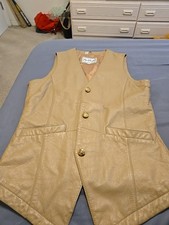 Tan Leather Vest Vintage Womens