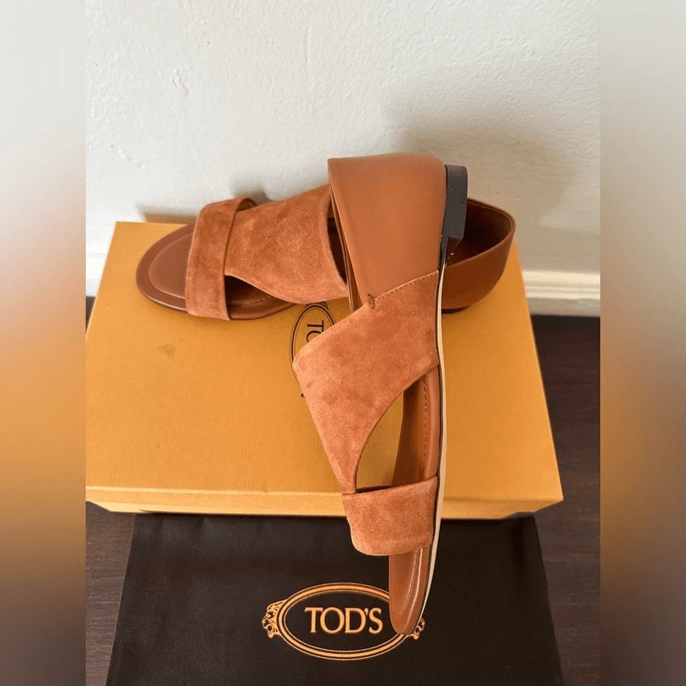 TOD’S Tod's sandalo piatto elegante tomaia fodera in morbida pelle taglia EU37 US7