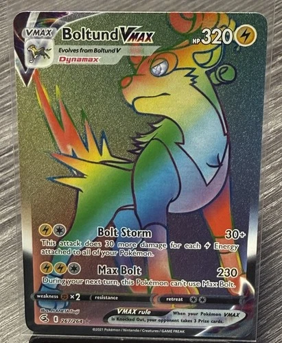 Pokémon TCG Boltund VMAX 267/264 Rainbow Secret Rare Fusion Strike