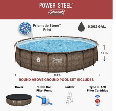 Coleman Power Steel 18 ft. x 48 in. Round Metal Frame Above Ground