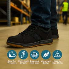 Mens Composite Toe Work Shoes Safety Lightweight Non Slip Oil Resistant Cassle