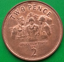2012 Gibraltar 2p Two Pence Coin - Operation Torch 1942 Soldiers Elizabeth II