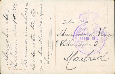 Ex-colonias Españolas. Marruecos. SOBRE 1910. Tarjeta Postal de ZELUAN a MADRID - Imagen 1 de 2