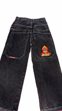 JNCO Jeans Boys 14 Black Dark Denim Straight Regular Fit Logo Back Pocket