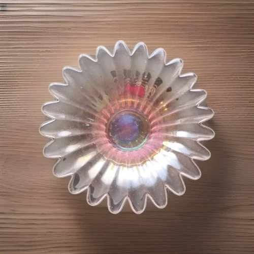 Vintage Federal Celestial Glass Iridescent Bowl  Flower Petals Shaped Dish