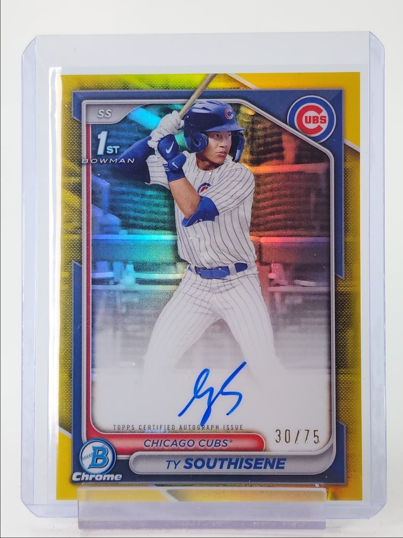 TY SOUTHISENE 2024 BOWMAN CHROME DRAFT 1ST YELLOW REFRACTOR AUTO /75 Q4060