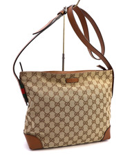 GUCCI GG Canvas Crossbody Bag 337598 Brown Everyday Authentic