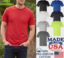 Mens Made in USA Premium Heavyweight 100% PRE-SHRUNK Cotton T-Shirt S-5XL NEW!