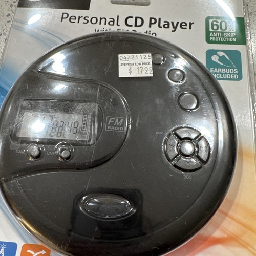 GPX Portable CD Player AntiSkip Protection FM Radio Stereo Earbuds Black New - Afbeelding 3 van 5