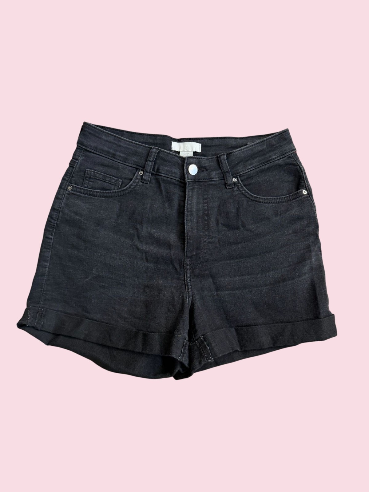 H&M Women's Black Cuffed Denim Shorts Size US 6