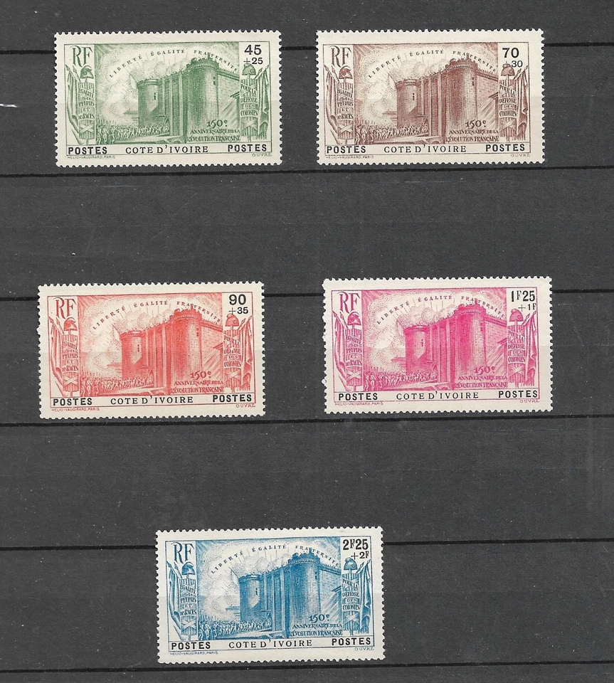 COTE D'IVOIRE YT 146 À 150 NEUF** B/TB BASTILLE - Photo 1/1
