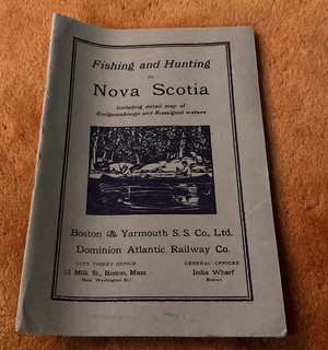 Antico libretto vintage 1919 NOVA SCOTIA con MAPPA pesca e caccia DAR ferrovia raro