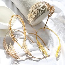 Gold Leaf Headband Greek Roman Wedding Bride Crown Diadem Tiara Hair Bands Women