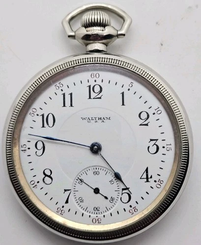 Antique 1908 WALTHAM 'P.S. Bartlett' Gents 17J Nickel Silver Gents Pocket Watch