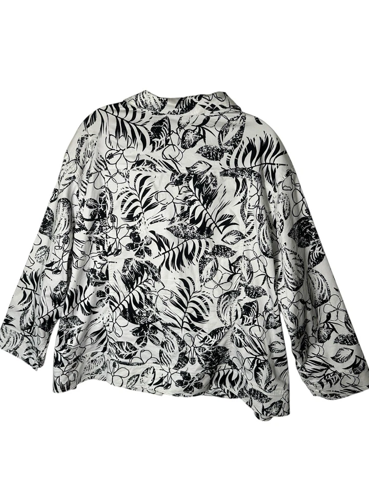 Chaqueta Coral Bay Plus Mujer Blanco y Negro Floral Abotonada Luz Damas 3X Foto 2 de 4