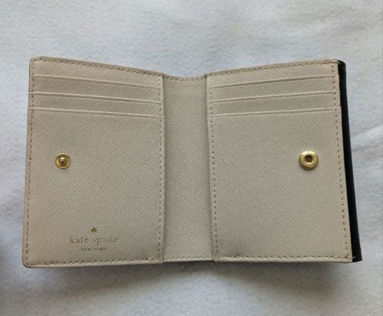 kate spade new york Tri-Fold Wallet Mini Off-White Black Used✨ thumbnail 4