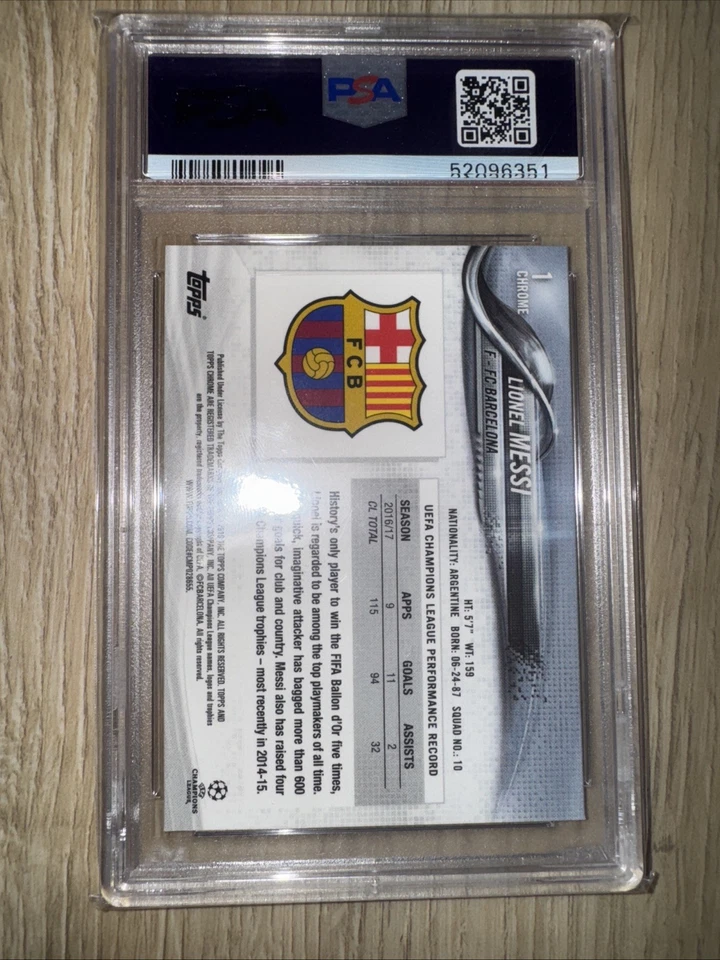 2017-18 Topps Chrome UEFA Champions League 1 Leionel Messi PSA 9 MINT - Image 2 of 2