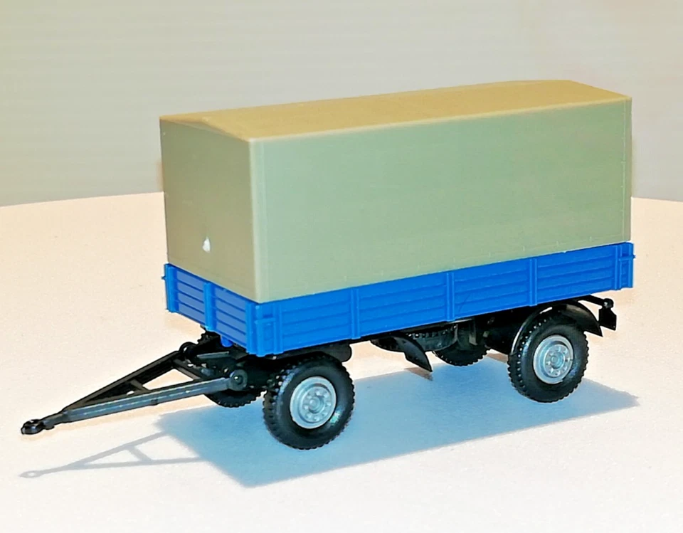 Brekina Automodelle H0 1:87 LKW 2-achsiger Anhänger Pritsche Plane 5525 - Bild 2 von 4